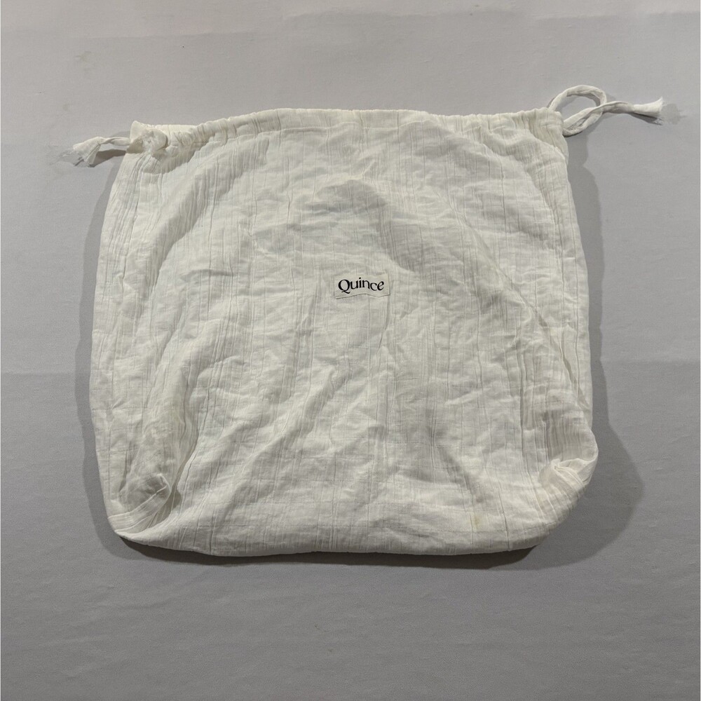 Quince White Cover Travel Purse Shoe Storage Large Dust Bag 22x22" Stain